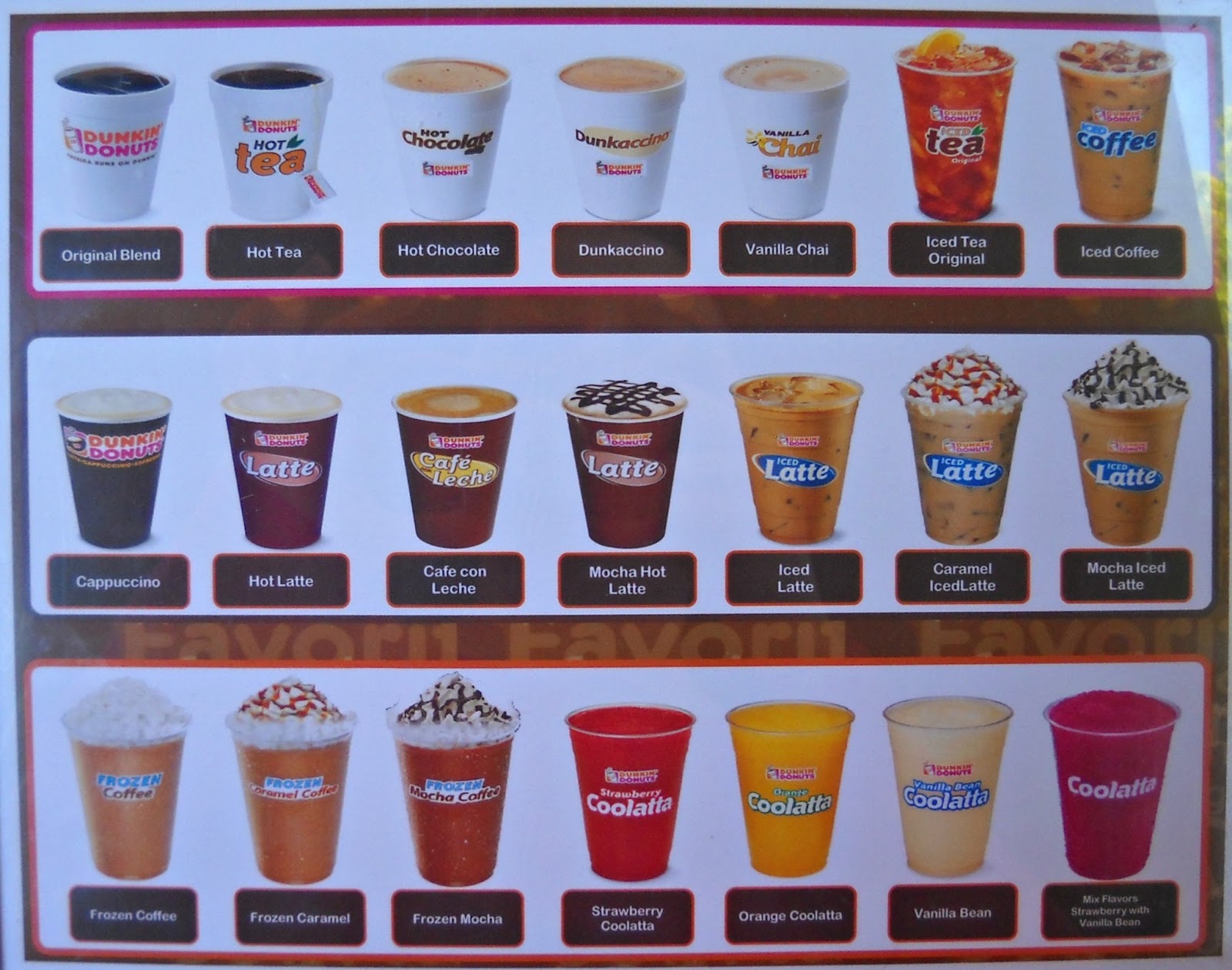 dunkin donuts drink menu dunkin donuts drink menu